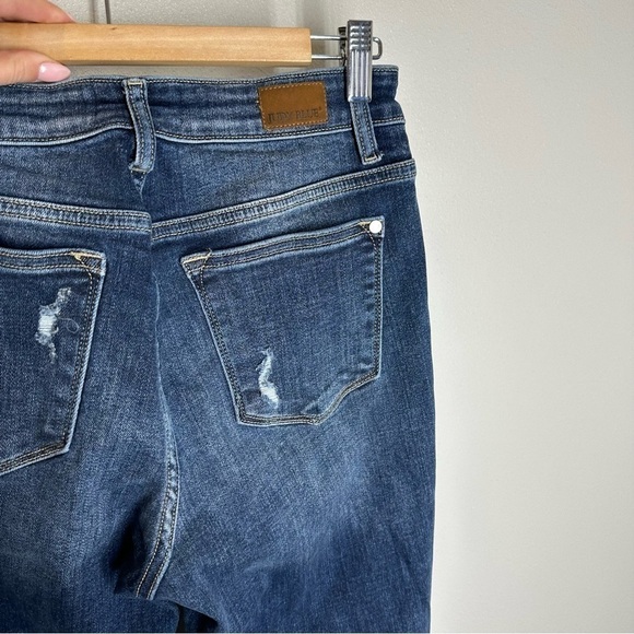 Judy Blue Dark Wash Distressed Boyfriend Jeans Size 27 Women’s High Waisted - Picture 7 of 12